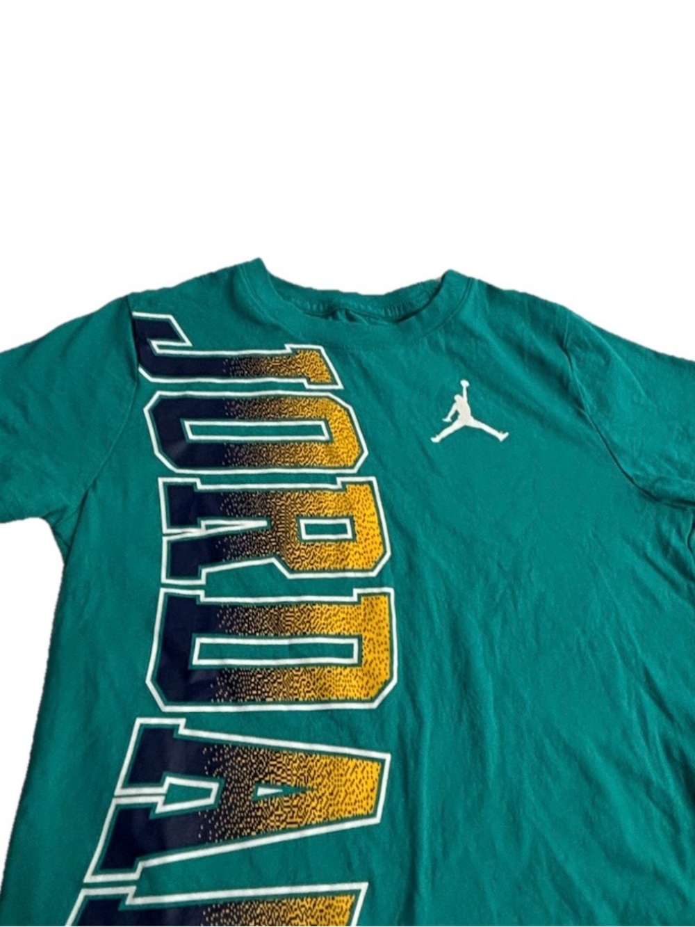 Jordan Boys Jumpman Logo Graphic Print T-Shirt Teal Size 7 Cotton Crewneck - Picture 4 of 7